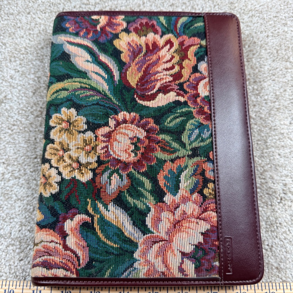 Day Runner Concorde Vintage Floral Tapestry Burgundy Zip Organizer Planner